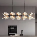 Реечный светильник с плафонами в виде прозрачных листьев с LED подсветкой на кольцевом каркасе AUBREY LONG от ImperiumLoft