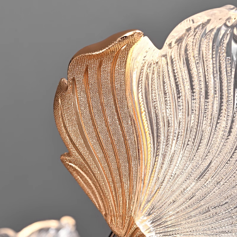 Реечный светильник с плафонами в виде прозрачных листьев с LED подсветкой на кольцевом каркасе AUBREY LONG от ImperiumLoft