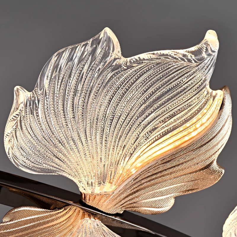 Реечный светильник с плафонами в виде прозрачных листьев с LED подсветкой на кольцевом каркасе AUBREY LONG от ImperiumLoft