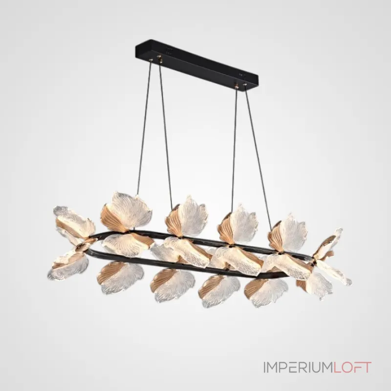Реечный светильник с плафонами в виде прозрачных листьев с LED подсветкой на кольцевом каркасе AUBREY LONG от ImperiumLoft
