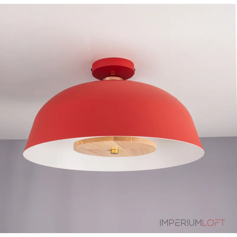 Потолочный светильник GLOBEMI RED D38 от ImperiumLoft синего цвета с круглым деревянным элементом