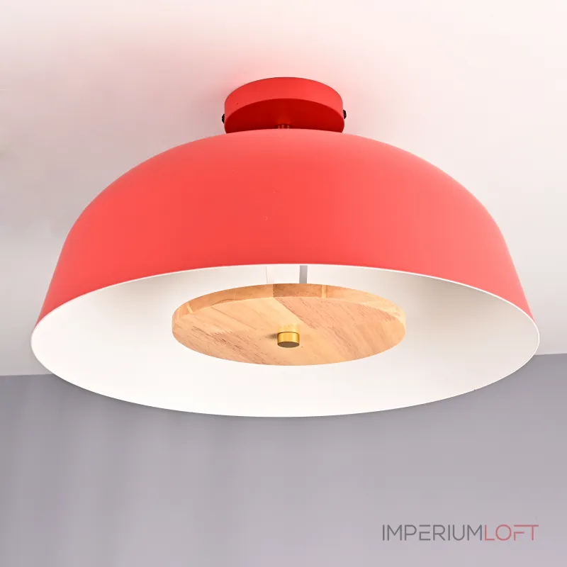 Потолочный светильник GLOBEMI RED D38 от ImperiumLoft синего цвета с круглым деревянным элементом