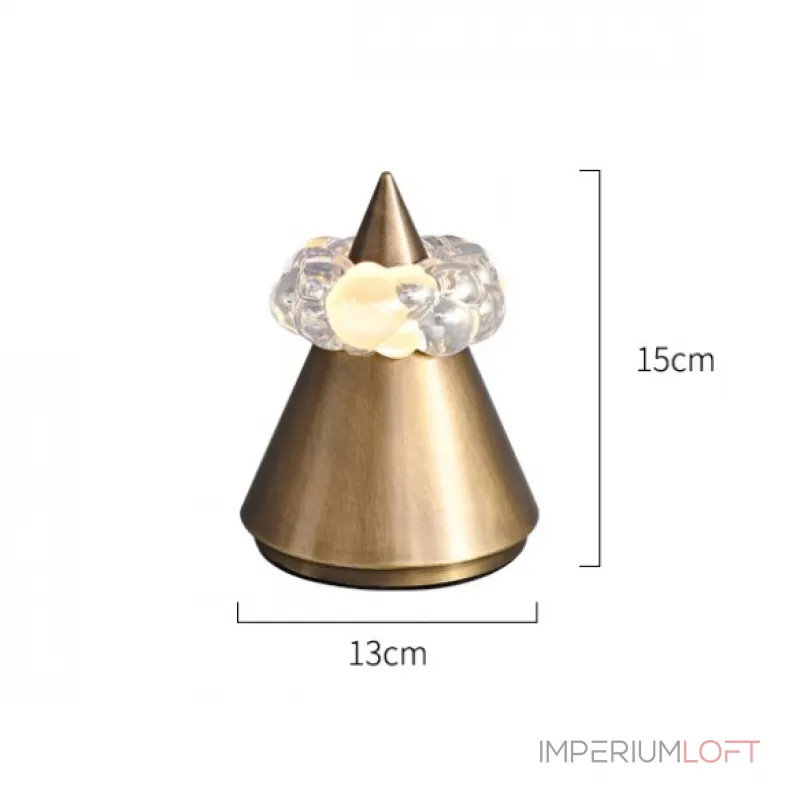 Дизайнерская настольная лампа с USB зарядкой и сенсорным переключением в виде горного пика с облаком LEK Brass H15 от ImperiumLoft