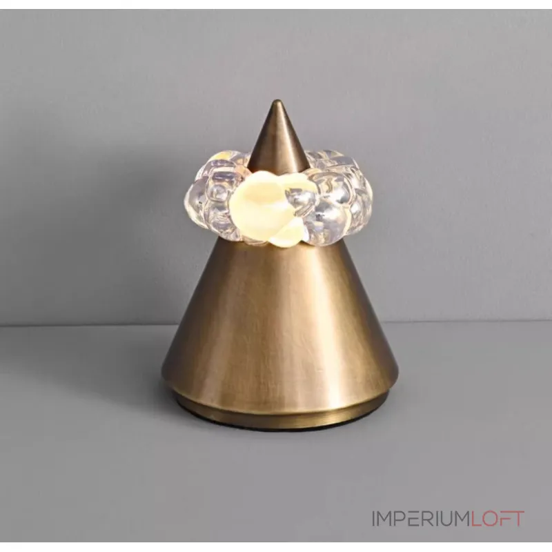 Дизайнерская настольная лампа с USB зарядкой и сенсорным переключением в виде горного пика с облаком LEK Brass H15 от ImperiumLoft