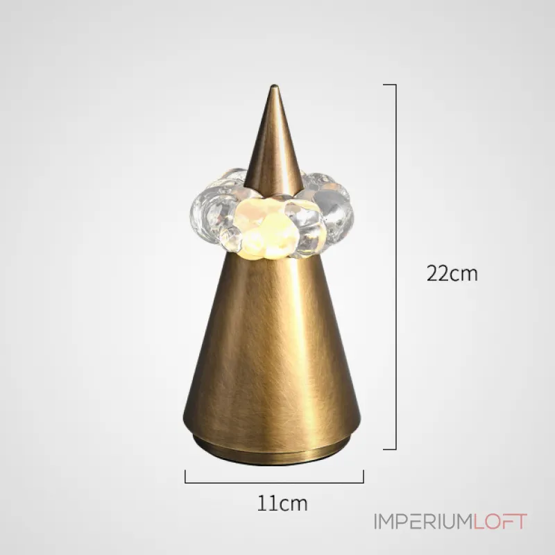 Дизайнерская настольная лампа с USB зарядкой и сенсорным переключением в виде горного пика с облаком LEK Brass H22 от ImperiumLoft