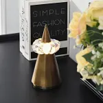 Дизайнерская настольная лампа с USB зарядкой и сенсорным переключением в виде горного пика с облаком LEK Brass H22 от ImperiumLoft