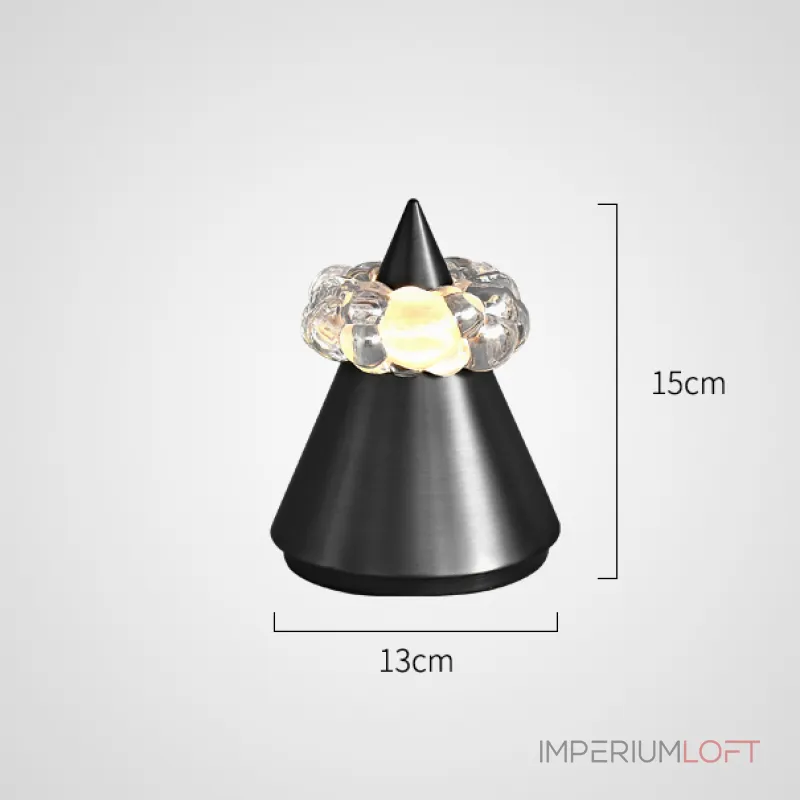 Дизайнерская настольная лампа с USB зарядкой и сенсорным переключением в виде горного пика с облаком LEK Black H15 от ImperiumLoft