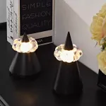 Дизайнерская настольная лампа с USB зарядкой и сенсорным переключением в виде горного пика с облаком LEK Black H22 от ImperiumLoft