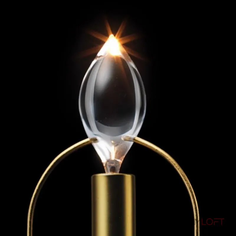 Портативная настольная лампа с USB зарядкой в ретро-стиле с имитацией пламени FLAN Gold от ImperiumLoft