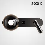 Светодиодный настенный светильник с шарообразным плафоном из дымчатого стекла и поворотным спотом с независимыми выключателями на корпусе FERDIN DUAL WALL 3000K от ImperiumLoft