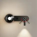 Светодиодный настенный светильник с шарообразным плафоном из дымчатого стекла и поворотным спотом с независимыми выключателями на корпусе FERDIN DUAL WALL 3000, 4000, 6000K от ImperiumLoft