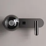 Светодиодный настенный светильник с шарообразным плафоном из дымчатого стекла и поворотным спотом с независимыми выключателями на корпусе FERDIN DUAL WALL 3000, 4000, 6000K от ImperiumLoft