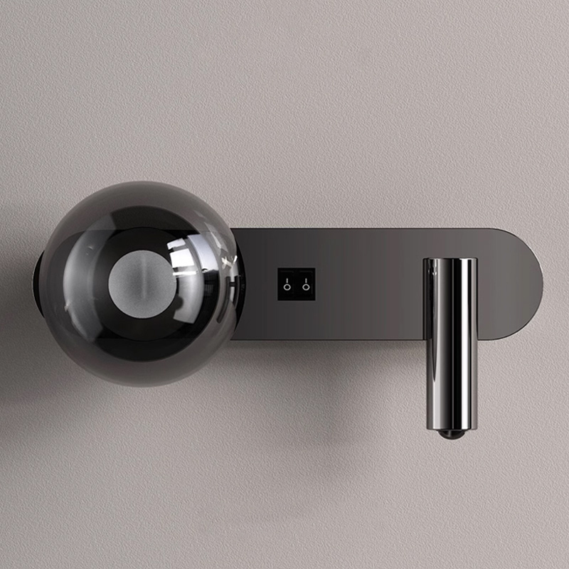 Светодиодный настенный светильник с шарообразным плафоном из дымчатого стекла и поворотным спотом с независимыми выключателями на корпусе FERDIN DUAL WALL 3000, 4000, 6000K от ImperiumLoft Светодиодный настенный светильник с шарообразным плафоном из дымчатого стекла и поворотным спотом с независимыми выключателями на корпусе FERDIN DUAL WALL 3000, 4000, 6000K от ImperiumLoft