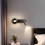 Светодиодный настенный светильник с шарообразным плафоном из дымчатого стекла и поворотным спотом с независимыми выключателями на корпусе FERDIN DUAL WALL 3000, 4000, 6000K от ImperiumLoft