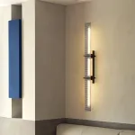 Светодиодный настенный светильник с прямоугольными рассеивателями из рельефного стекла STINUS CLIP Black L80 от ImperiumLoft