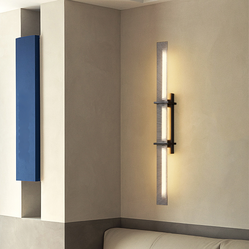 Светодиодный настенный светильник с прямоугольными рассеивателями из рельефного стекла STINUS CLIP Black L80 от ImperiumLoft Светодиодный настенный светильник с прямоугольными рассеивателями из рельефного стекла STINUS CLIP Black L80 от ImperiumLoft