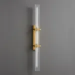 Светодиодный настенный светильник с прямоугольными рассеивателями из рельефного стекла STINUS CLIP Brass L80 от ImperiumLoft