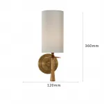 Настенный светильник с текстильным абажуром цилиндрической формы LEWIS Brass от ImperiumLoft