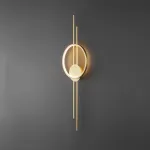 Настенный светодиодный светильник в виде комбинации светящегося кольца и двух стержней на круглом креплении ACTION Brass от ImperiumLoft