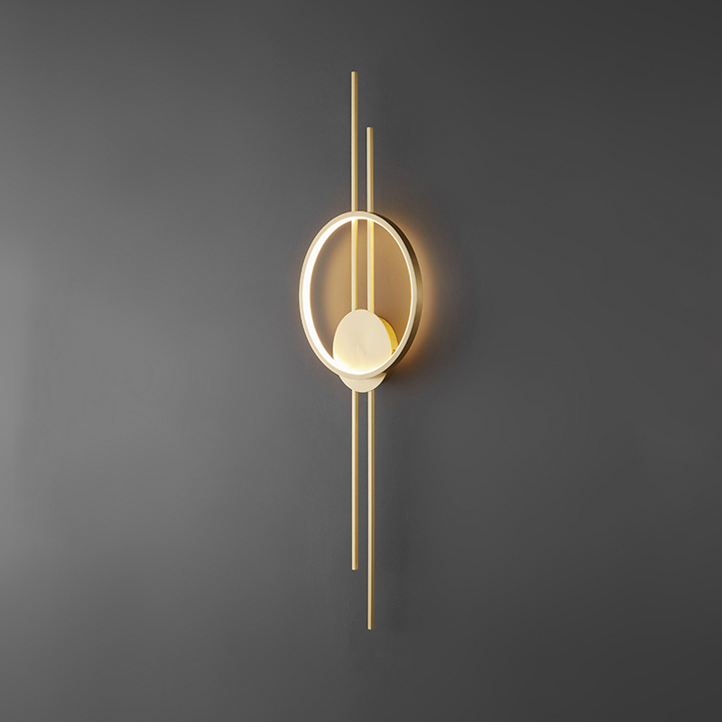 Настенный светодиодный светильник в виде комбинации светящегося кольца и двух стержней на круглом креплении ACTION Brass от ImperiumLoft Настенный светодиодный светильник в виде комбинации светящегося кольца и двух стержней на круглом креплении ACTION Brass от ImperiumLoft