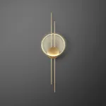 Настенный светодиодный светильник в виде комбинации светящегося кольца и двух стержней на круглом креплении ACTION Brass от ImperiumLoft