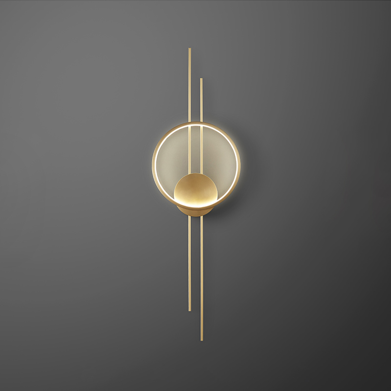 Настенный светодиодный светильник в виде комбинации светящегося кольца и двух стержней на круглом креплении ACTION Brass от ImperiumLoft Настенный светодиодный светильник в виде комбинации светящегося кольца и двух стержней на круглом креплении ACTION Brass от ImperiumLoft