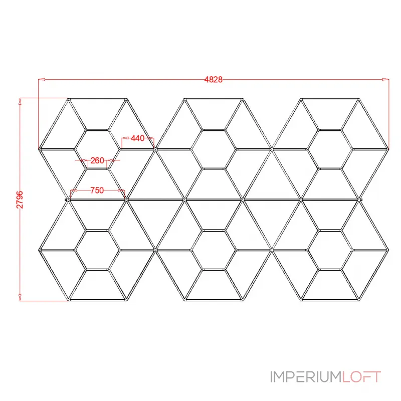 Профильный составной сотовый светодиодный светильник SOTO ZT6102 589W 6500К L107 от ImperiumLoft