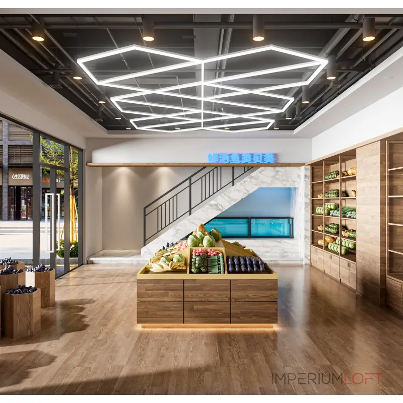 Профильный составной сотовый светодиодный светильник SOTO ZT6114 412W 6500К L48 от ImperiumLoft