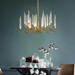 Люстра на штанге Il Pezzo 3 Round Chandelier Brass and Crystals D800 с акриловыми плафонами от ImperiumLoft