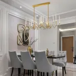 Люстра на штанге Il Pezzo 3 Round Chandelier Brass and Crystals D800 с акриловыми плафонами от ImperiumLoft