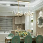 Люстра на штанге Il Pezzo 3 Round Chandelier Brass and Crystals D800 с акриловыми плафонами от ImperiumLoft