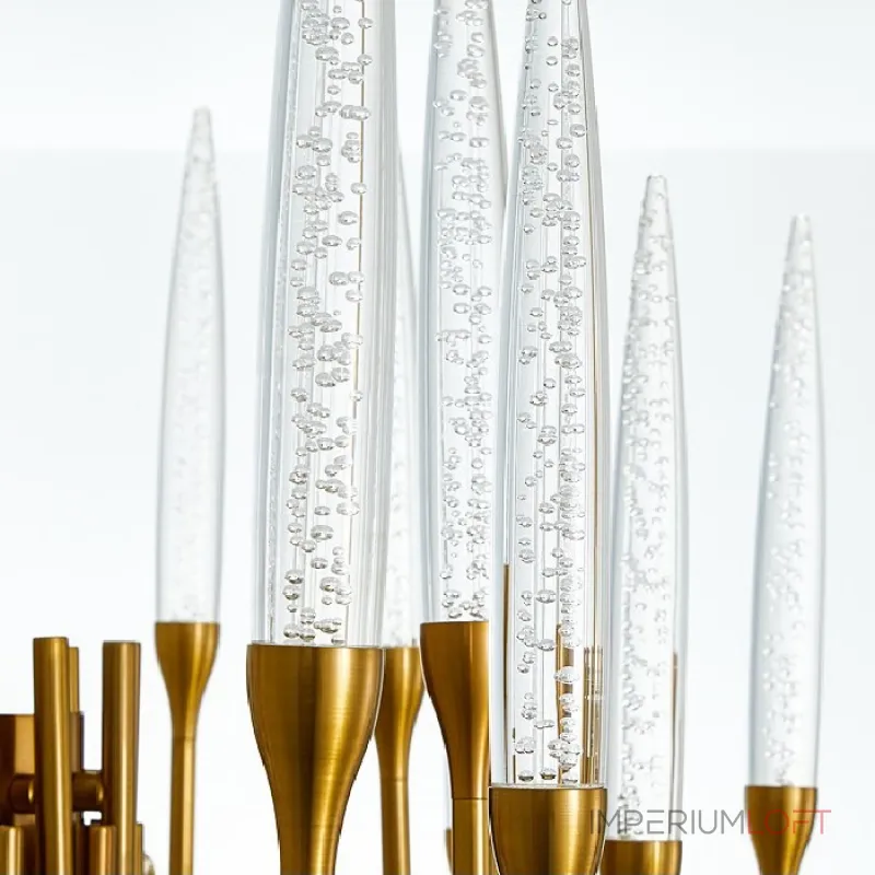 Люстра на штанге Il Pezzo 3 Round Chandelier Brass and Crystals D800 с акриловыми плафонами от ImperiumLoft
