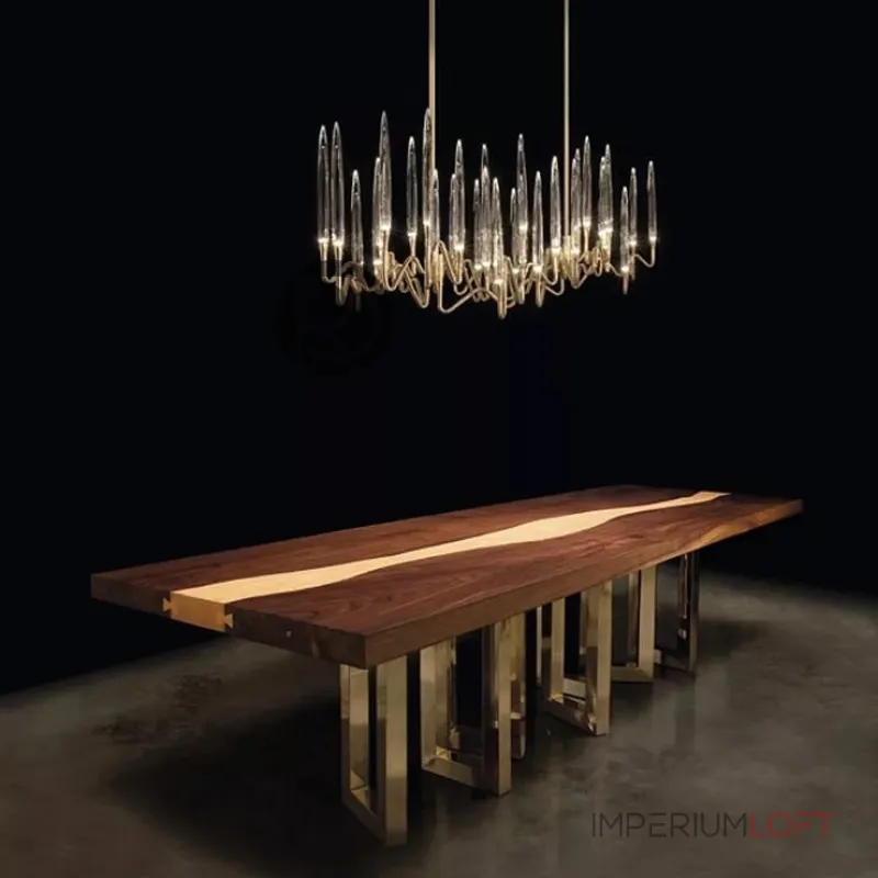 Люстра на штанге Il Pezzo 3 Round Chandelier Brass and Crystals D800 с акриловыми плафонами от ImperiumLoft