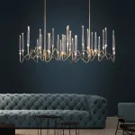 Люстра на штанге Il Pezzo 3 Round Chandelier Brass and Crystals D800 с акриловыми плафонами от ImperiumLoft