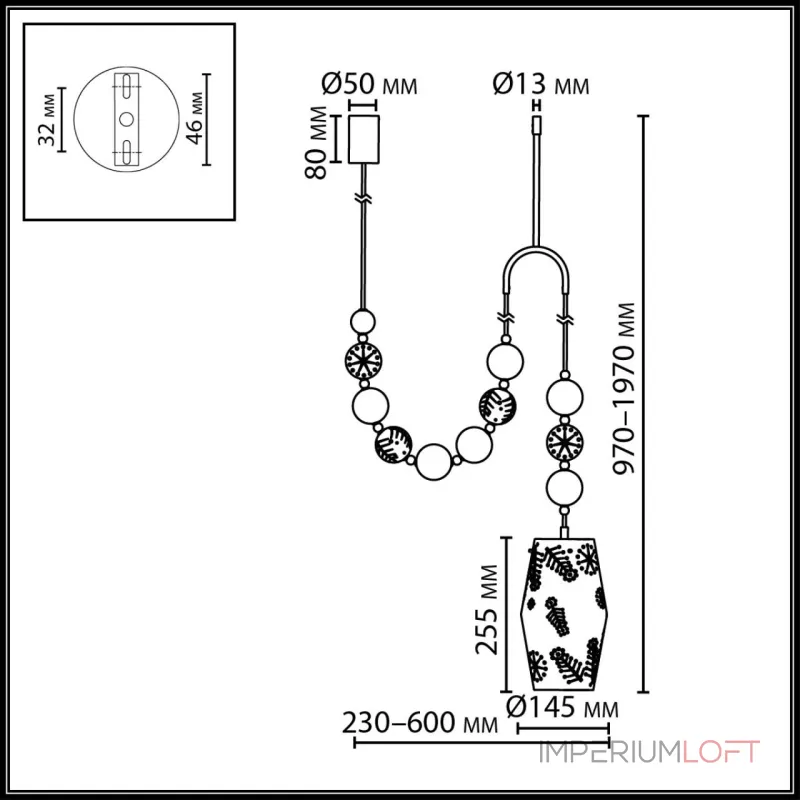 Подвес с держателем Odeon Light Karelia 5444/1B от ImperiumLoft