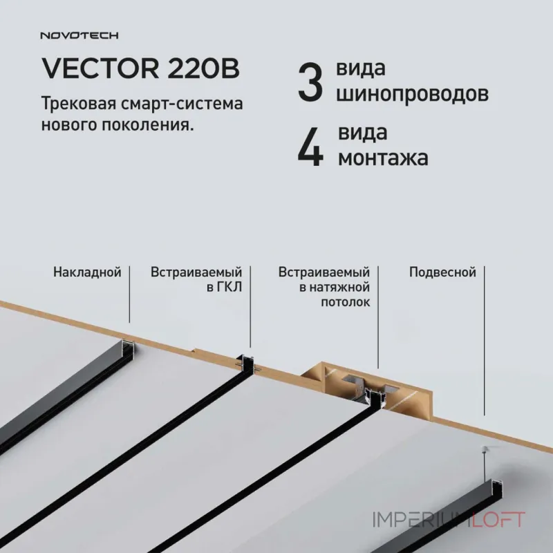 Шинопровод 3м для монтажа в ГКЛ в комплекте заглушки 2шт крышка и соединит. планка 1шт Novotech Vector 135303 от ImperiumLoft Шинопровод 3м для монтажа в ГКЛ в комплекте заглушки 2шт крышка и соединит. планка 1шт Novotech Vector 135303 от ImperiumLoft