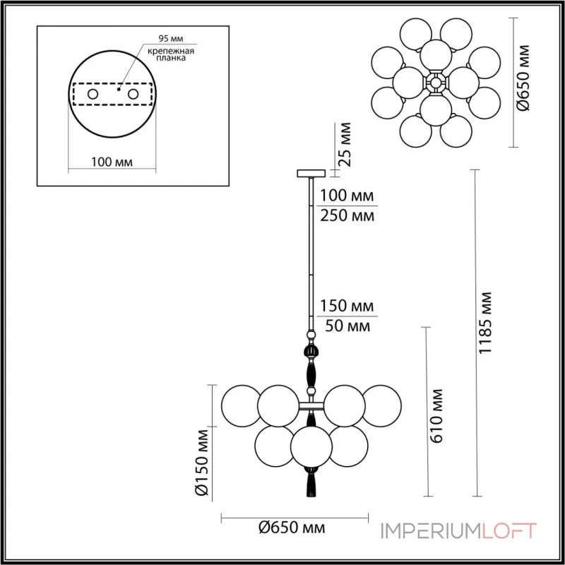 Люстра на штанге Odeon Light MODERN ODL_EX24 83 5405/12 E14 12*40W PALLE Люстра на штанге Odeon Light MODERN ODL_EX24 83 5405/12 E14 12*40W PALLE