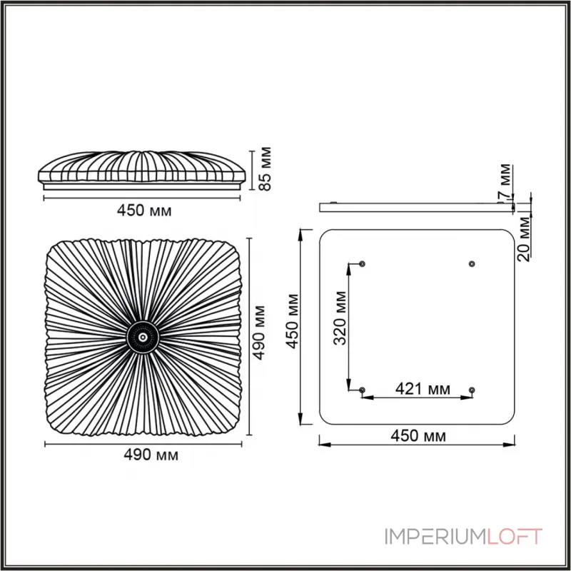 Настенно-потолочный светильник Sonex Piko led 72вт 490х490 7730/72L от ImperiumLoft Настенно-потолочный светильник Sonex Piko led 72вт 490х490 7730/72L от ImperiumLoft
