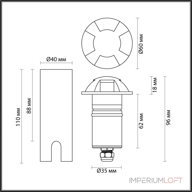 Встраиваемый грунтовый светильник Odeon Light Nature 7722/140L от ImperiumLoft Встраиваемый грунтовый светильник Odeon Light Nature 7722/140L от ImperiumLoft