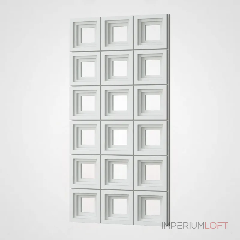 Полиуретановая 3D стеновая панель PN1528-4-B белоснежный 120*60*6,5 в виде воздушного блока Полиуретановая 3D стеновая панель PN1528-4-B белоснежный 120*60*6,5 в виде воздушного блока