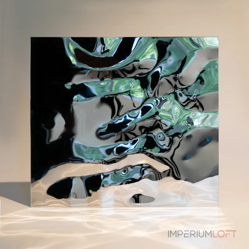 Декоративная нержавеющая сталь Водная рябь Big Water Хром MTL14750  — 300*122*0,05 см