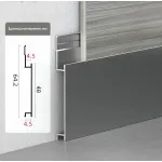 Профиль-плинтус алюминиевый напольный для стеновых панелей 4 мм серый 6091-88 от KBOOS