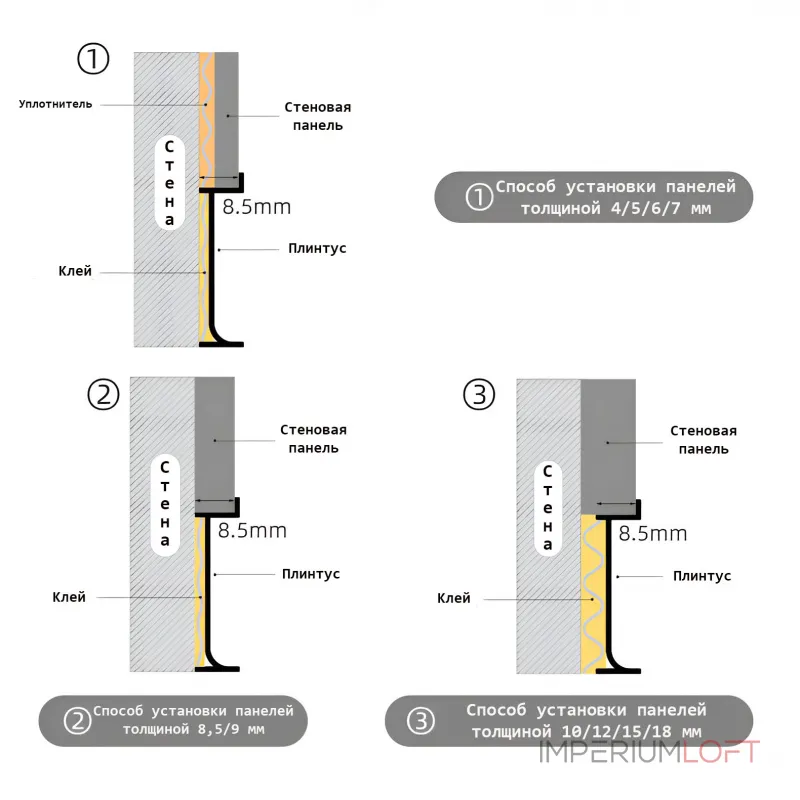Универсальный профиль-плинтус алюминиевый для панелей 8 мм серый 6137-88 от KBOOS