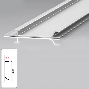 Профиль плинтус напольный алюминиевый для панелей 8 мм серебристый 5981-88 Профиль плинтус напольный алюминиевый для панелей 8 мм серебристый 5981-88