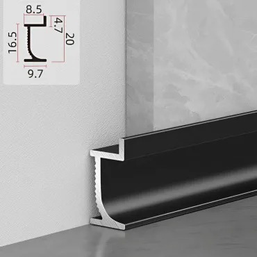 Теневой профиль-плинтус алюминиевый для панелей 8 мм черный  6123-88