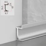 Теневой профиль-плинтус алюминиевый для панелей 8 мм серебристый 6125-88 от KBOOS