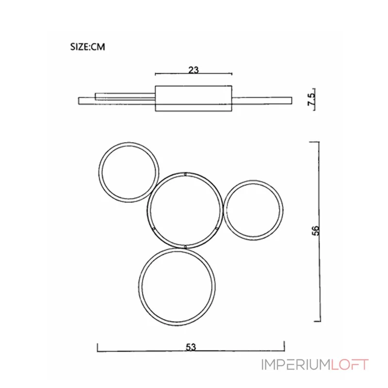 Потолочный светильник TWINE 4 rings Black