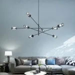 Дизайнерская люстра на штанге SKELBY H16 Black/Transparent