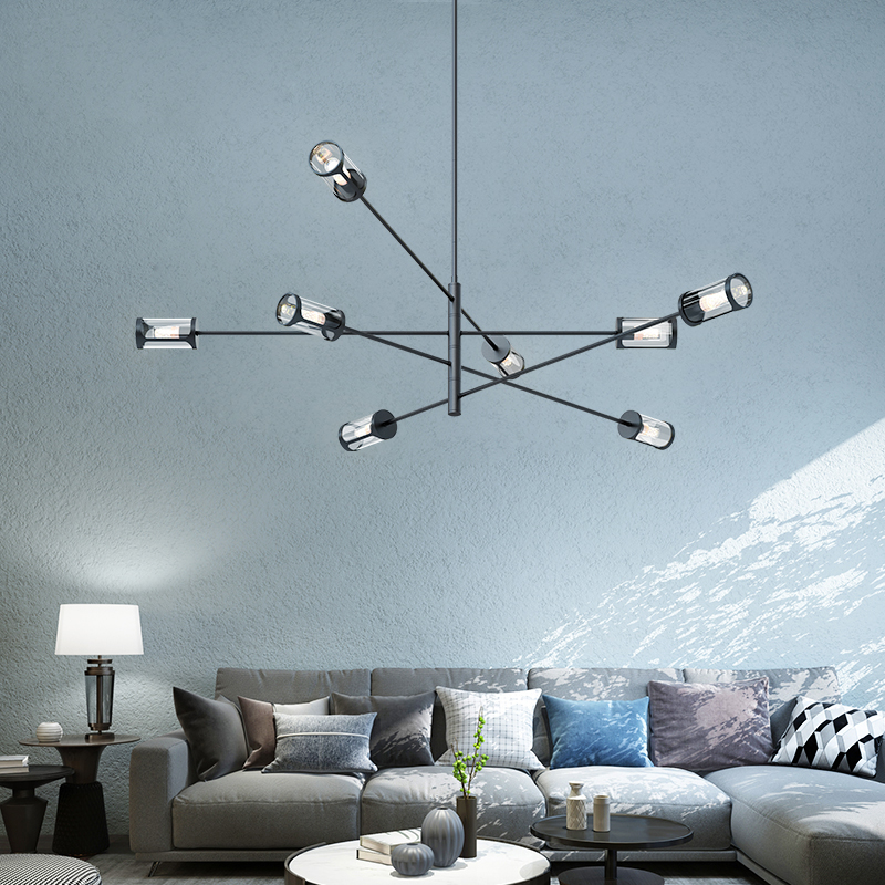 Дизайнерская люстра на штанге SKELBY H16 Black/Transparent