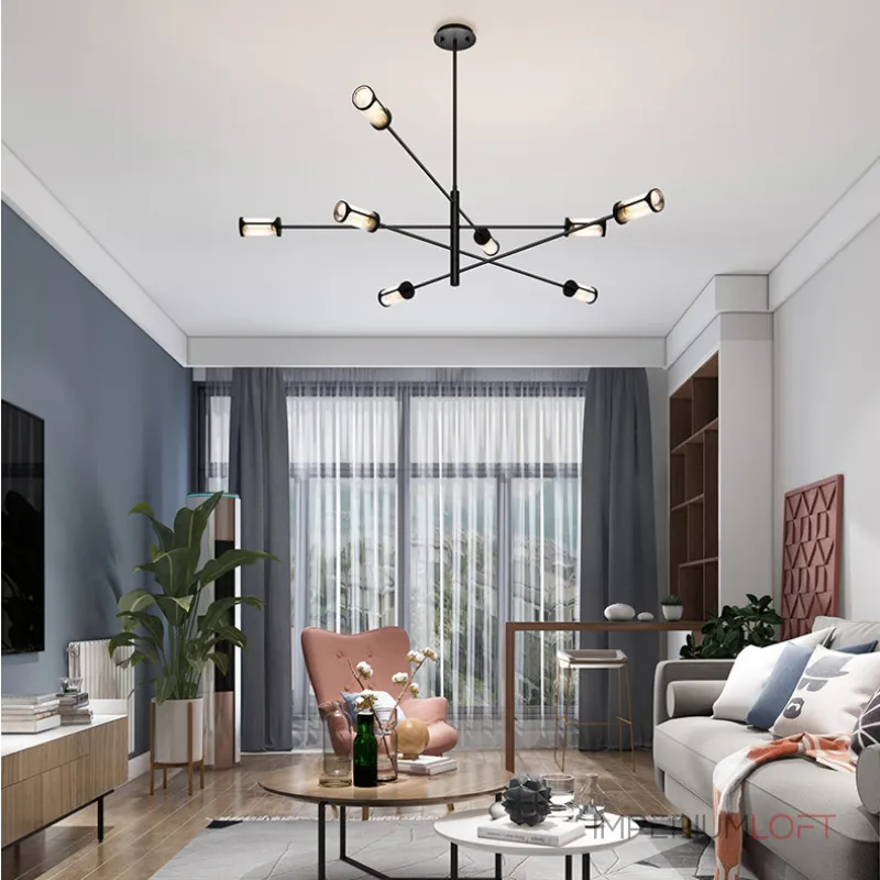 Дизайнерская люстра на штанге SKELBY H16 Black/Transparent